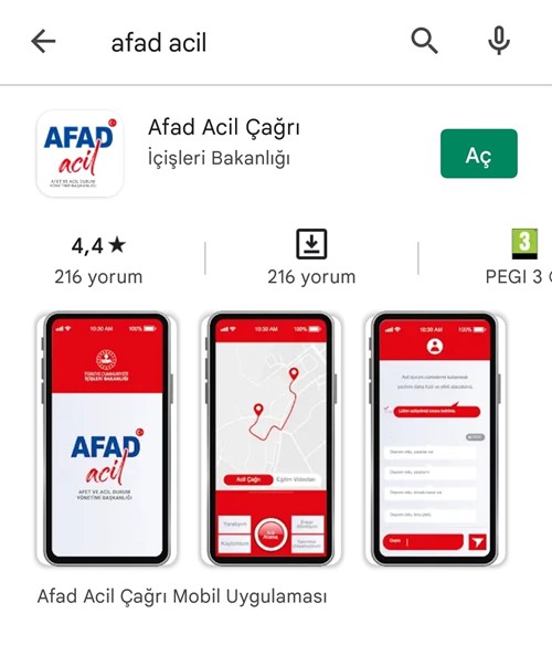   AFAD Acil Mobil Uygulaması! 